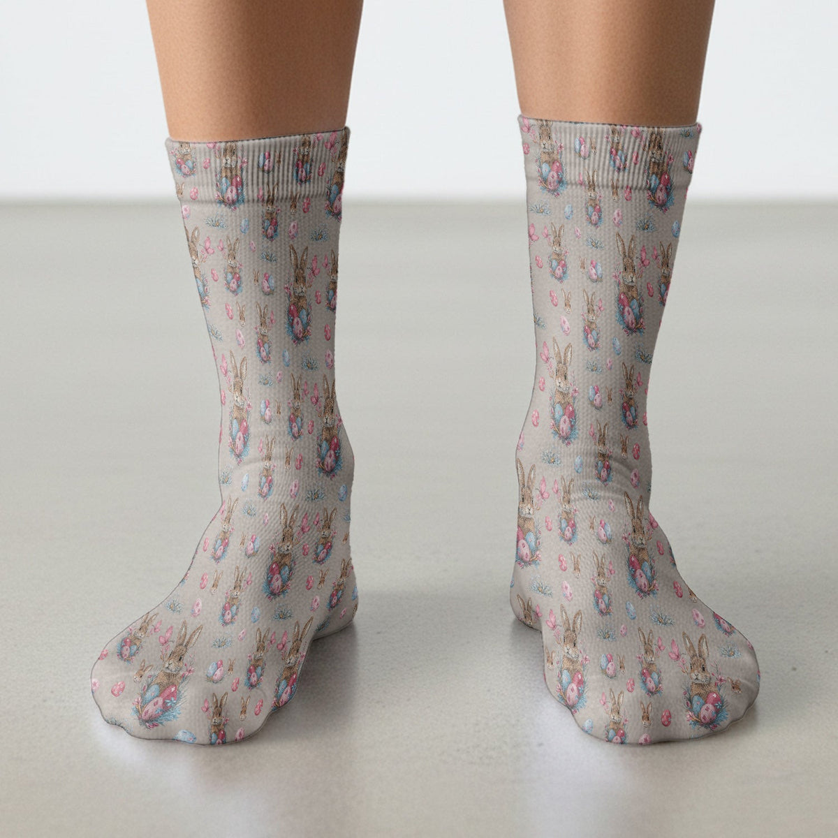 Pastel Easter Bunny Nest Pattern Socks, Socks for Nurse Doctor