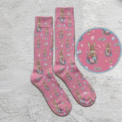 Pastel Easter Bunny Nest Pattern Socks, Socks for Nurse Doctor
