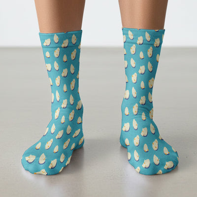 Cute Blue Duck Pond Pattern Socks, Socks for Nurse Doctor
