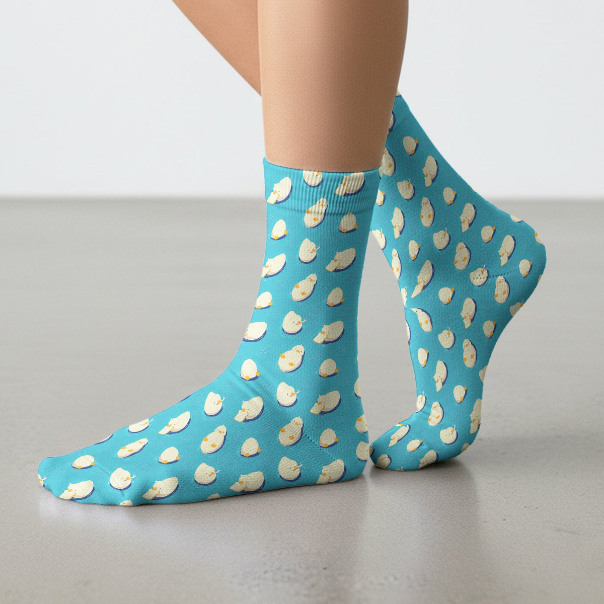 Cute Blue Duck Pond Pattern Socks, Socks for Nurse Doctor