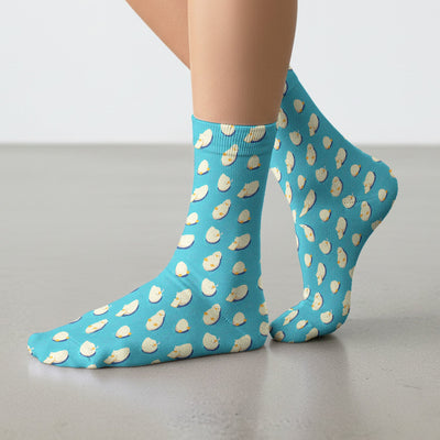 Cute Blue Duck Pond Pattern Socks, Socks for Nurse Doctor