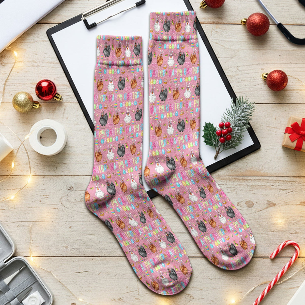 Happy Easter Bunny Eggs Pattern Socks, Adult Socks for Men and Women