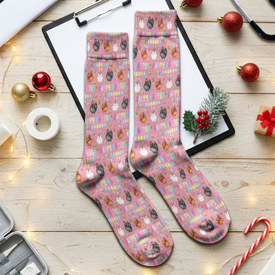 Happy Easter Bunny Eggs Pattern Socks, Adult Socks for Men and Women
