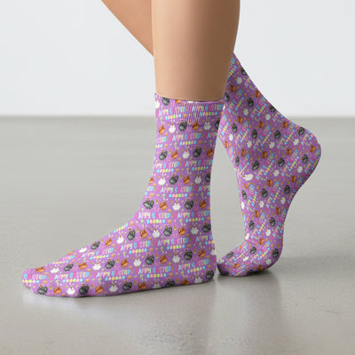 Happy Easter Bunny Eggs Pattern Socks, Adult Socks for Men and Women