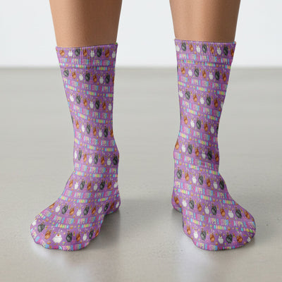 Happy Easter Bunny Eggs Pattern Socks, Adult Socks for Men and Women
