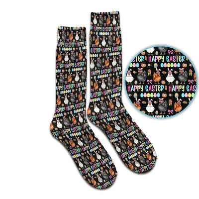 Happy Easter Bunny Eggs Pattern Socks, Adult Socks for Men and Women