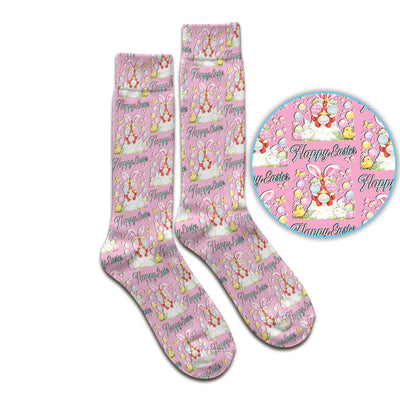 Happy Easter Bunny Eggs Pattern Socks, Breathable Fabrics Medical Uniform