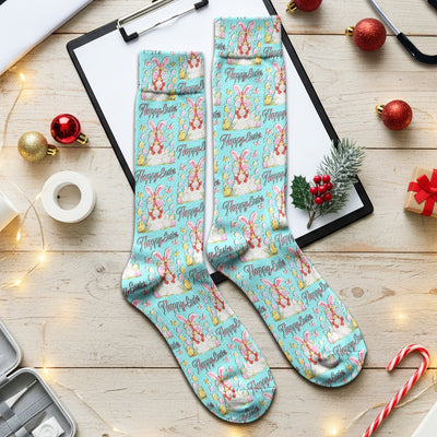 Happy Easter Bunny Eggs Pattern Socks, Breathable Fabrics Medical Uniform