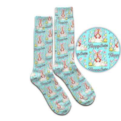 Happy Easter Bunny Eggs Pattern Socks, Breathable Fabrics Medical Uniform