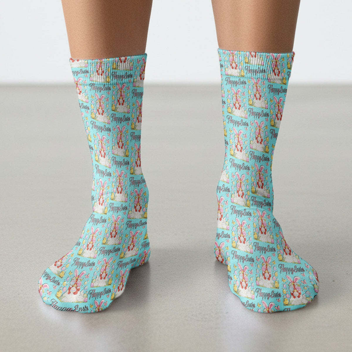 Happy Easter Bunny Eggs Pattern Socks, Breathable Fabrics Medical Uniform
