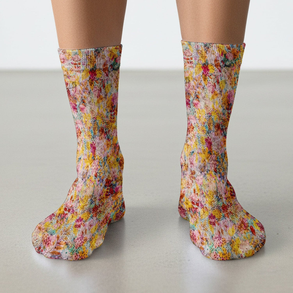 Autumn Floral Leaves Pattern Socks, Socks for Nurse Doctor