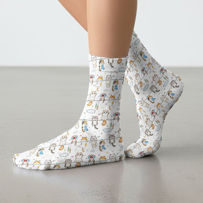 Funny Cats With Cute Expressions Pattern Socks, Adult Socks for Men and Women