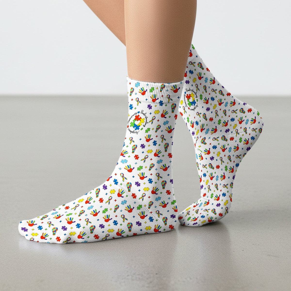 Autism Awareness Colorful Puzzle Pattern Socks, Socks for Nurse Doctor