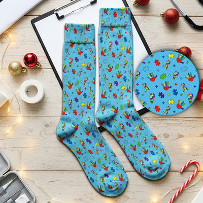 Autism Awareness Colorful Puzzle Pattern Socks, Socks for Nurse Doctor
