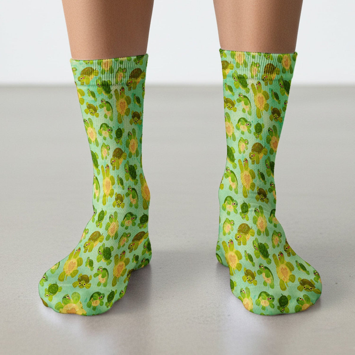 Cute Green Sea Turtle Pattern Socks, Socks for Nurse Doctor
