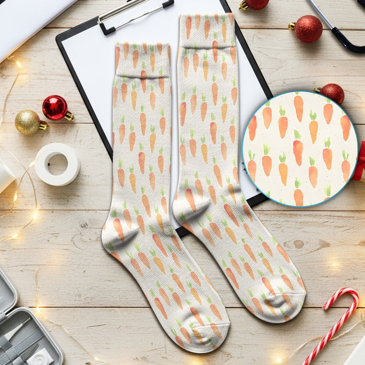 Simple Carrot Cute Pattern Socks, Adult Socks for Men and Women