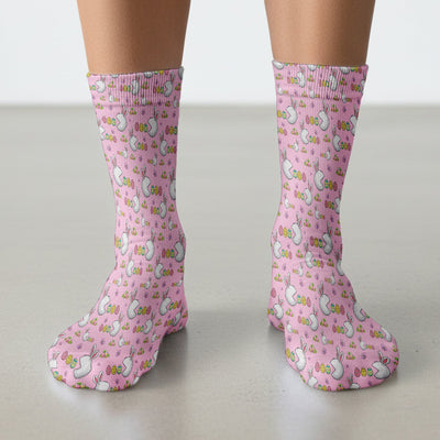 Easter Bunny and Colorful Eggs Print Socks, Breathable Fabrics Medical Uniform