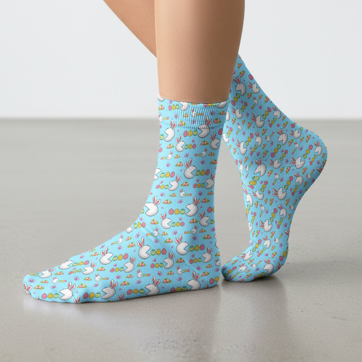 Easter Bunny and Colorful Eggs Print Socks, Breathable Fabrics Medical Uniform
