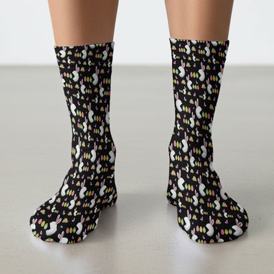 Easter Bunny and Colorful Eggs Print Socks, Breathable Fabrics Medical Uniform