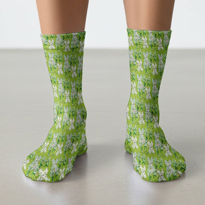 St Patrick Shamrock Stethoscope Bow Print Socks, Socks for Nurse Doctor