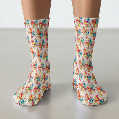 Colorful Rainbow Bow Pattern Sock, Socks for Nurse Doctor