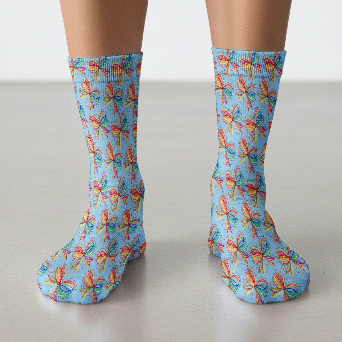 Colorful Rainbow Bow Pattern Sock, Socks for Nurse Doctor