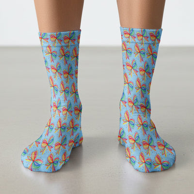 Colorful Rainbow Bow Pattern Sock, Socks for Nurse Doctor