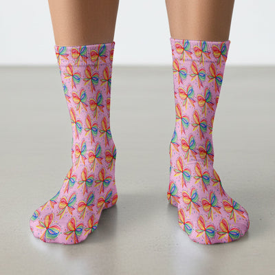 Colorful Rainbow Bow Pattern Sock, Socks for Nurse Doctor