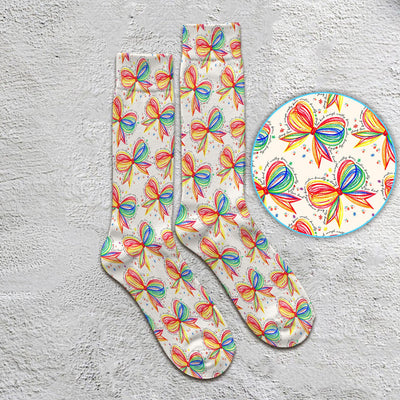 Colorful Rainbow Bow Pattern Sock, Socks for Nurse Doctor