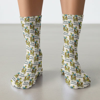 Funny Frog Nurse Cycling Pattern Socks, Breathable Fabrics Medical Uniform