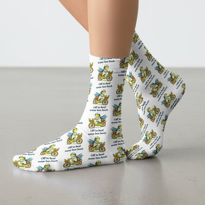 Funny Frog Nurse Cycling Pattern Socks, Breathable Fabrics Medical Uniform