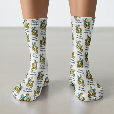 Funny Frog Nurse Cycling Pattern Socks, Breathable Fabrics Medical Uniform