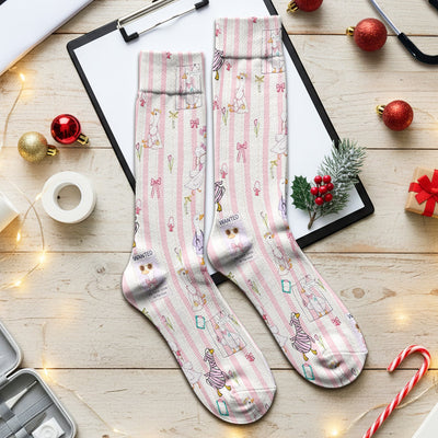 Cute Nurse Duck Stripe Pattern Socks, Adult Socks for Men and Women