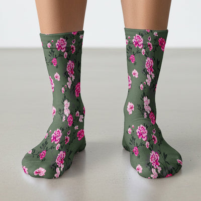 Pink Floral Blossom Pattern Socks,  Adult Socks for Men and Women