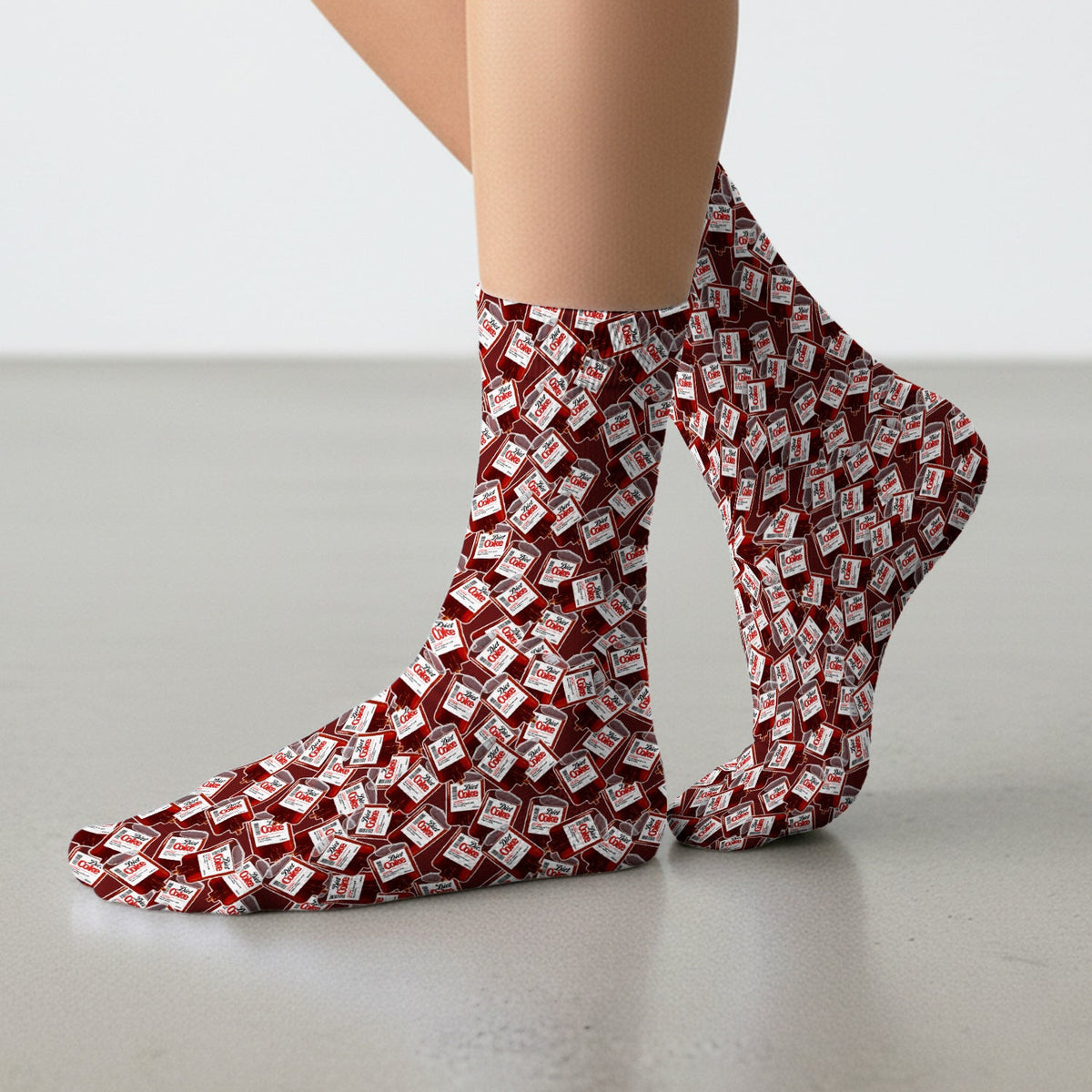 Red Soda Bottle Print Crew Socks for Nurses, Cute Medical Gift