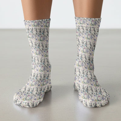 Fun Skeleton Bunny Easter Print Socks, Breathable Fabrics Medical Uniform