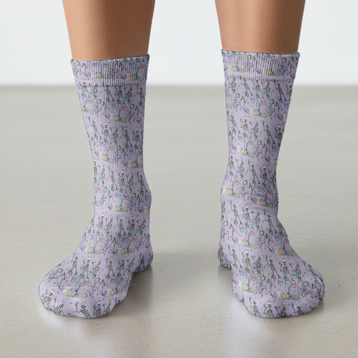 Fun Skeleton Bunny Easter Print Socks, Breathable Fabrics Medical Uniform