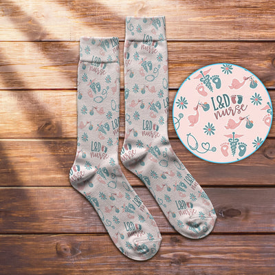 Cute Labor and Delivery Print Nurse Socks, Medical Gift Idea