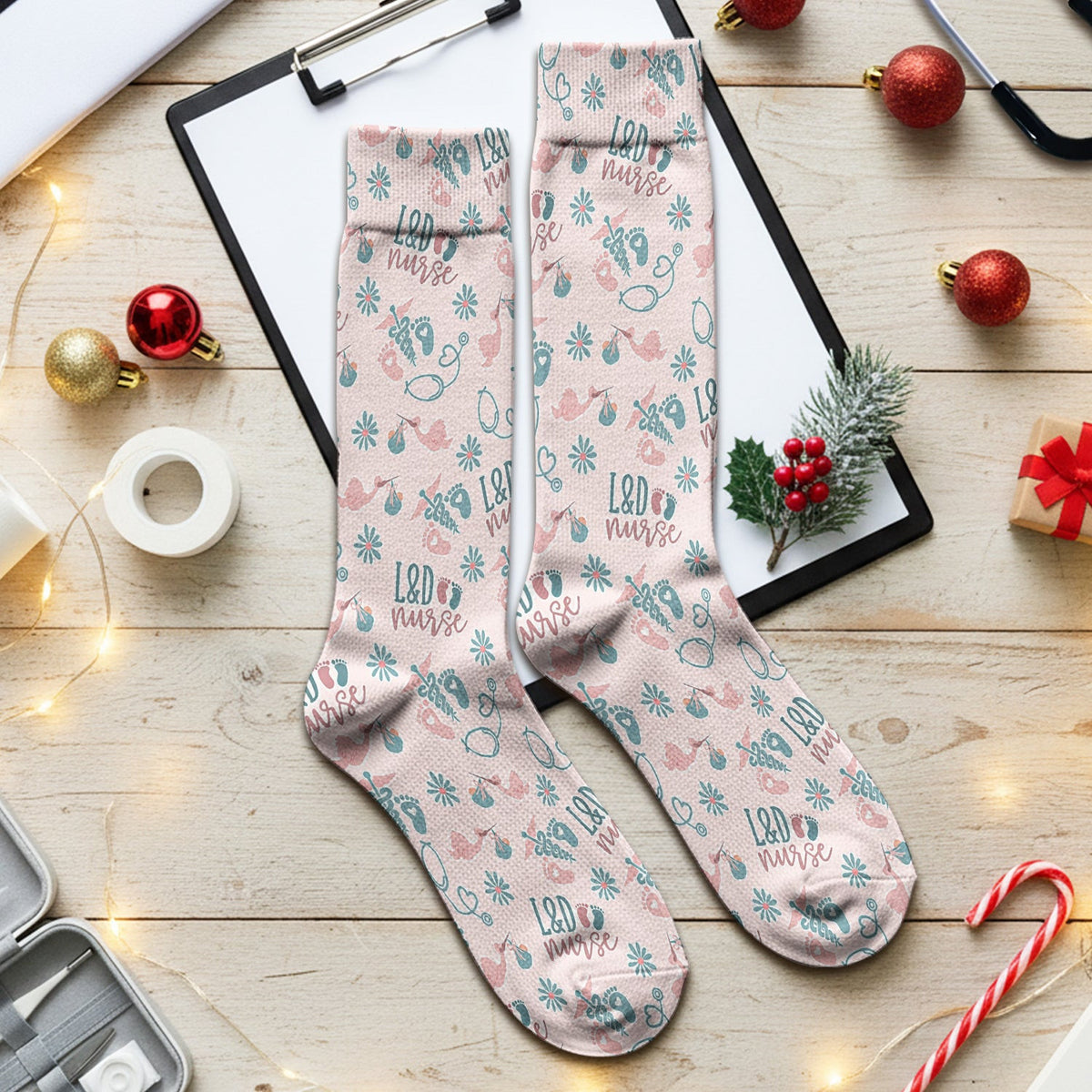 Cute Labor and Delivery Print Nurse Socks, Medical Gift Idea