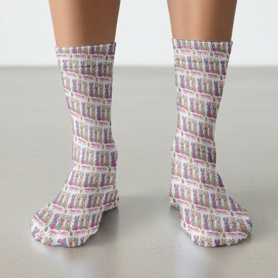 Pink Happy Easter Bunny Pattern Socks, Breathable Fabrics Medical Uniform