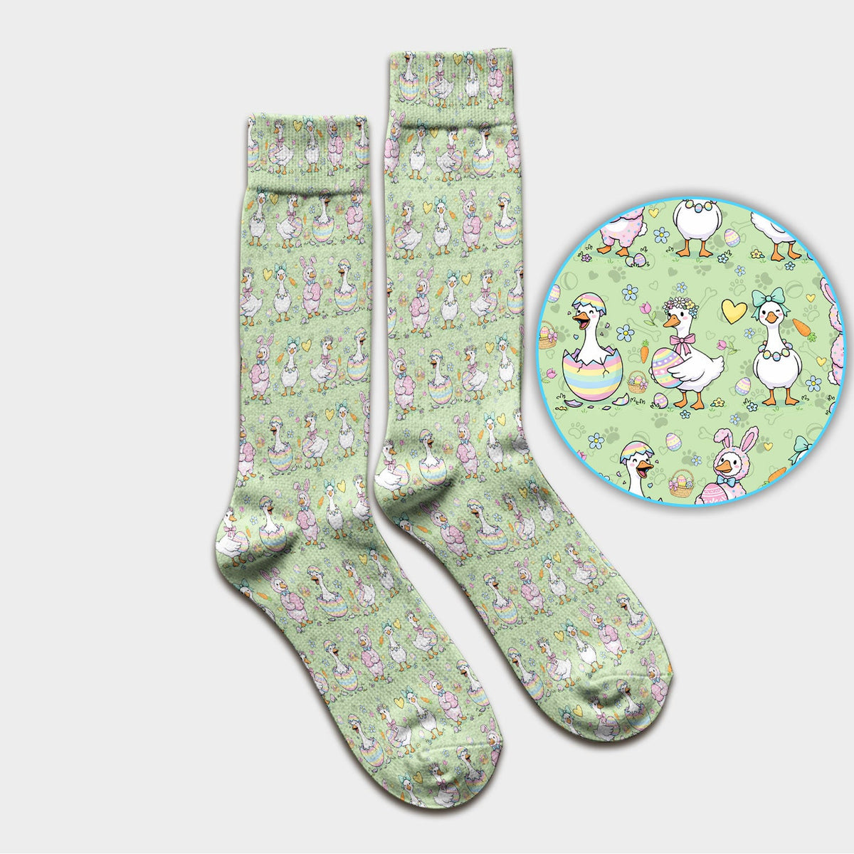 Easter Goose Bunny Egg Print Socks, Breathable Fabrics Medical Uniform