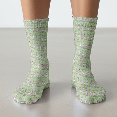 Easter Goose Bunny Egg Print Socks, Breathable Fabrics Medical Uniform