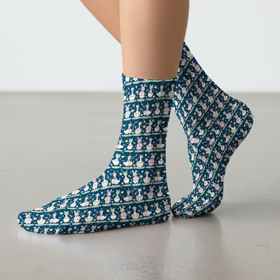 Easter Goose Bunny Egg Print Socks, Breathable Fabrics Medical Uniform