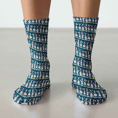Easter Goose Bunny Egg Print Socks, Breathable Fabrics Medical Uniform