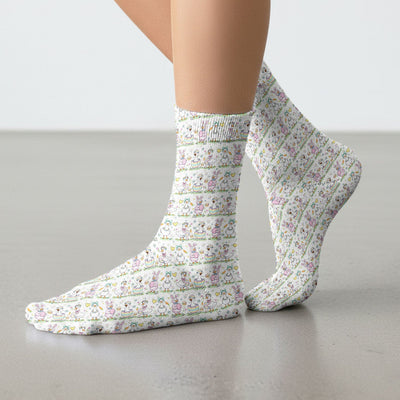 Easter Goose Bunny Egg Print Socks, Breathable Fabrics Medical Uniform