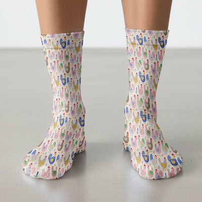 Colorful Chicken Farm Pattern Scrub Socks, Adult Socks for Men and Women