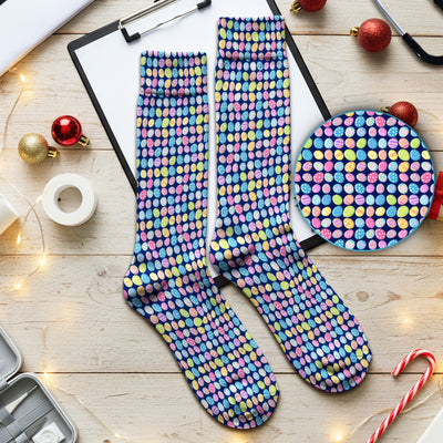 Colorful Easter Eggs Pattern Socks, Adult Socks for Men and Women