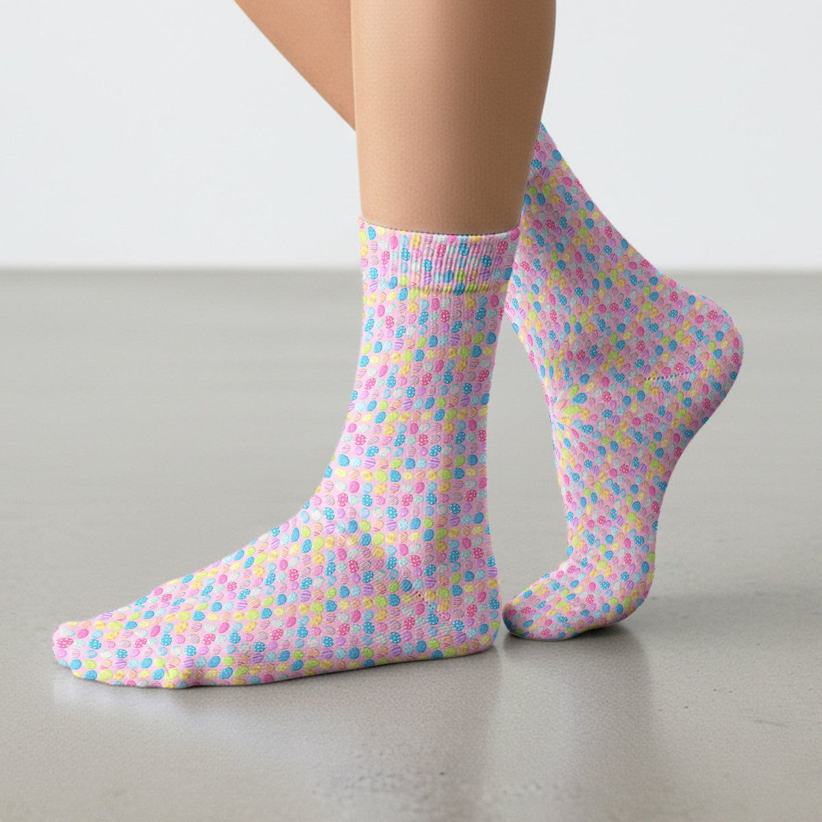 Colorful Easter Eggs Pattern Socks, Adult Socks for Men and Women