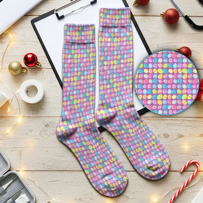 Colorful Easter Eggs Pattern Socks, Adult Socks for Men and Women
