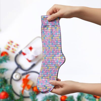 Colorful Easter Eggs Pattern Socks, Adult Socks for Men and Women